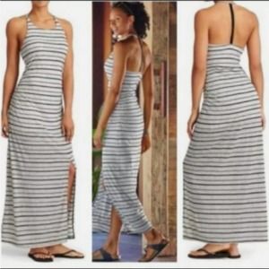 Athleta Womens Serenity gray space dye striped maxi dress size XS